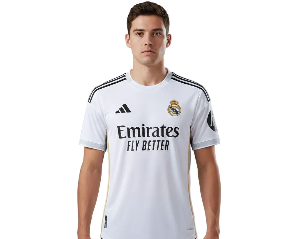 Real Madrid CF Official 2025/26 Home Fan Jersey - White & Gold Edition