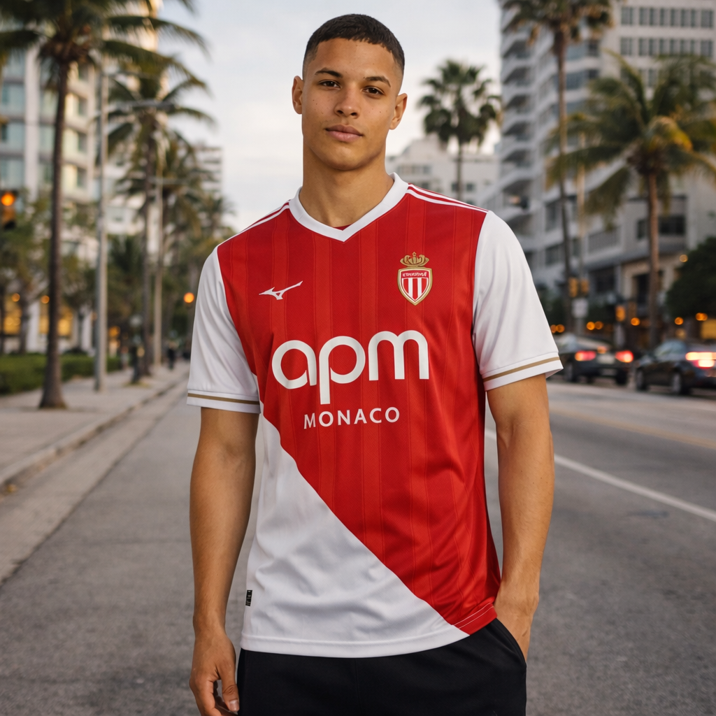 AS Monaco 25/26 Home Jersey – Principality Diagonal Edition