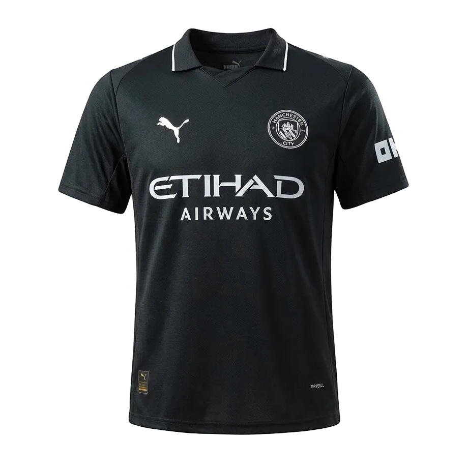 Manchester City 25/26 Away Edition – Black & Silver Polo Jersey