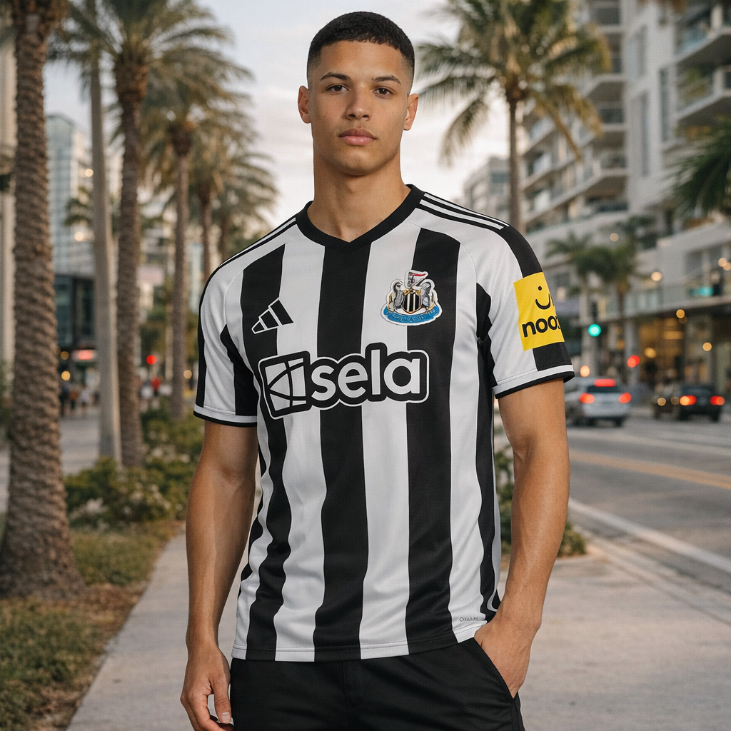 Newcastle United adidas 2025/26 Home Patch Jersey - Black/White