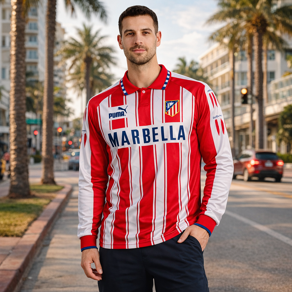 Atletico Madrid 1994/95 Home Long Sleeve Retro Jersey - 90s Glory Edition