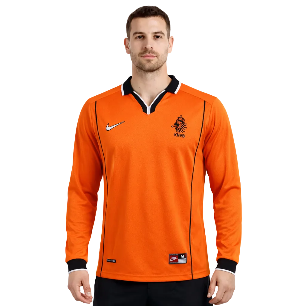 Netherlands 1998 Home Long Sleeve Retro Jersey – Oranje Mastery Edition