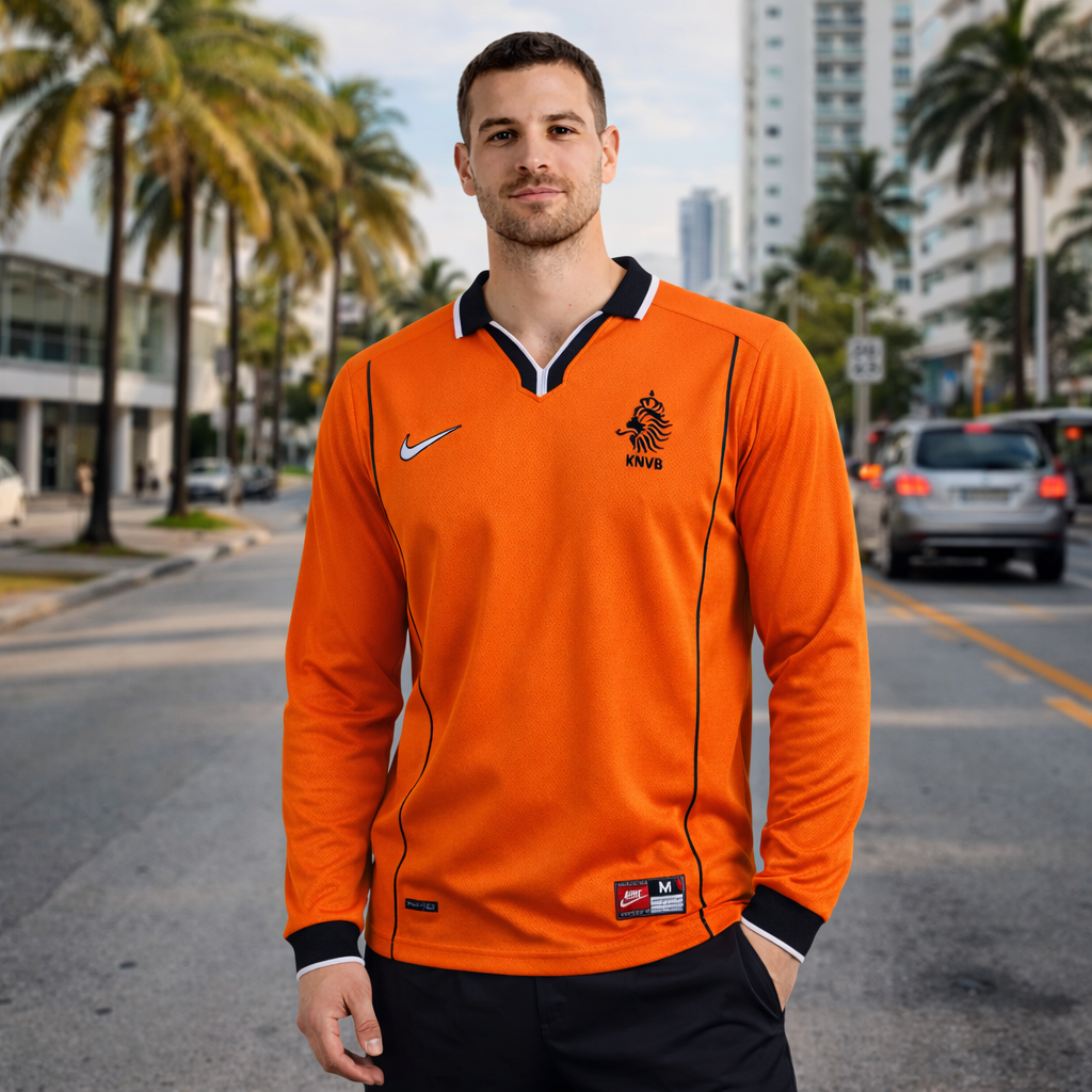 Netherlands 1998 Home Long Sleeve Retro Jersey – Oranje Mastery Edition