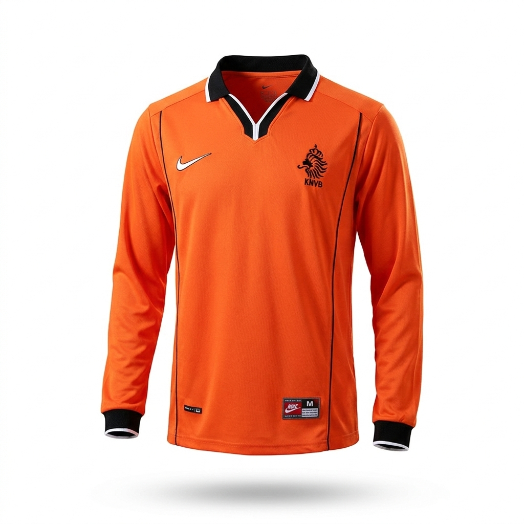 Netherlands 1998 Home Long Sleeve Retro Jersey – Oranje Mastery Edition