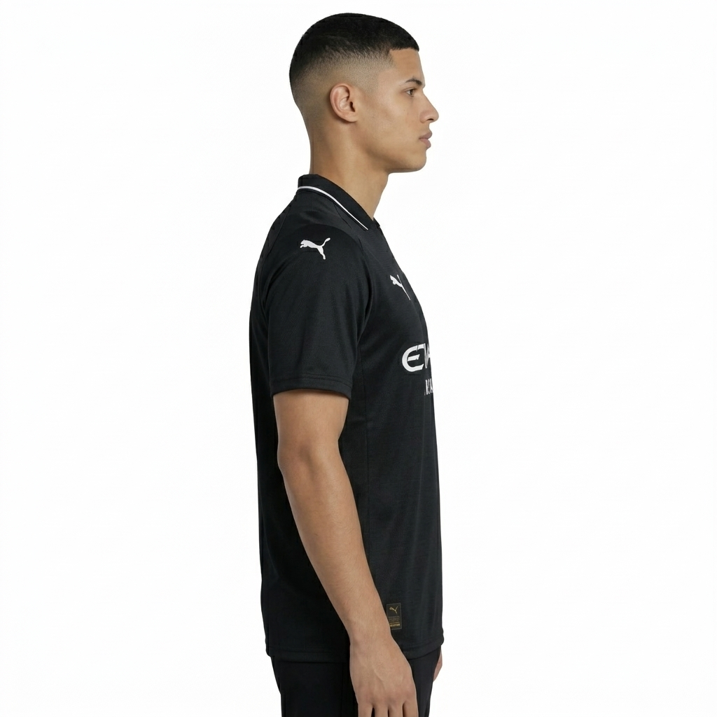 Manchester City 25/26 Away Edition – Black & Silver Polo Jersey