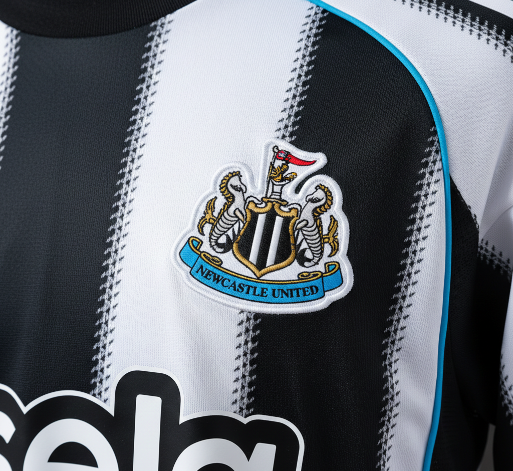 Newcastle United adidas 2025/26 Home Patch Jersey - Black/White